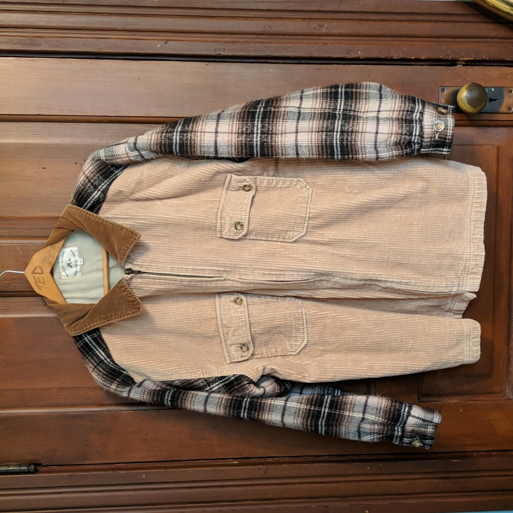 Flannel and corduroy shacket